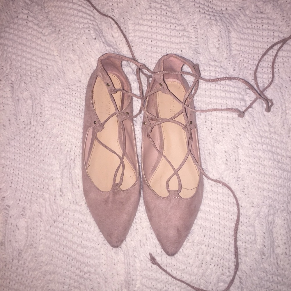 Dusty pink lace up flats